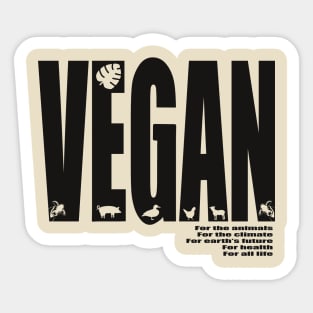 Vegan lettering with animal silhouettes Sticker